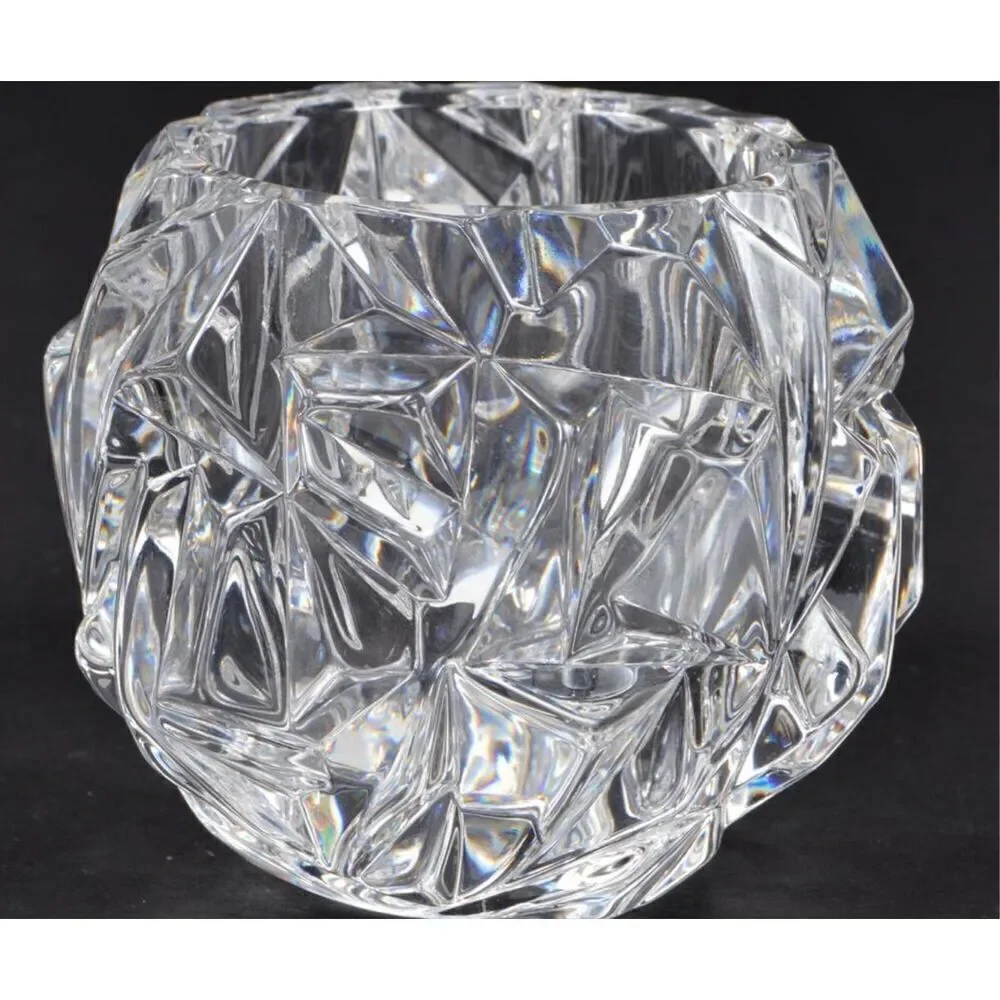 Tiffany & Co. Retired Rock Cut Crystal Glass Votive Candle Tea Light Holder MCM